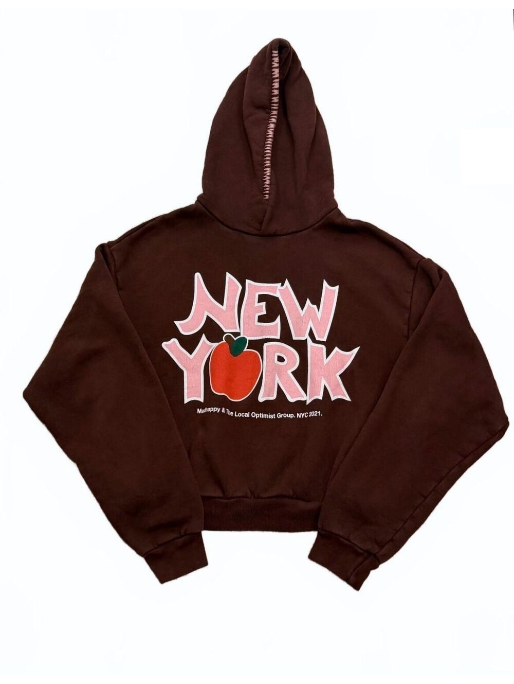 Madhappy New York Hoodie Brown Apple Local Optimist NYC 2021 Sweatshirt XS